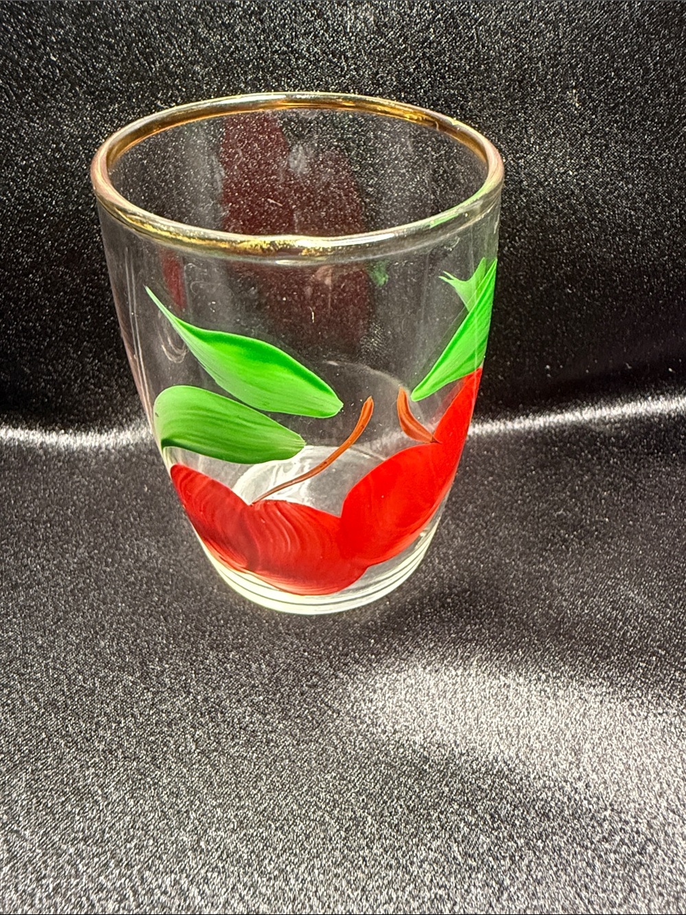 Hand-Painted Red Floral Juice Glass
